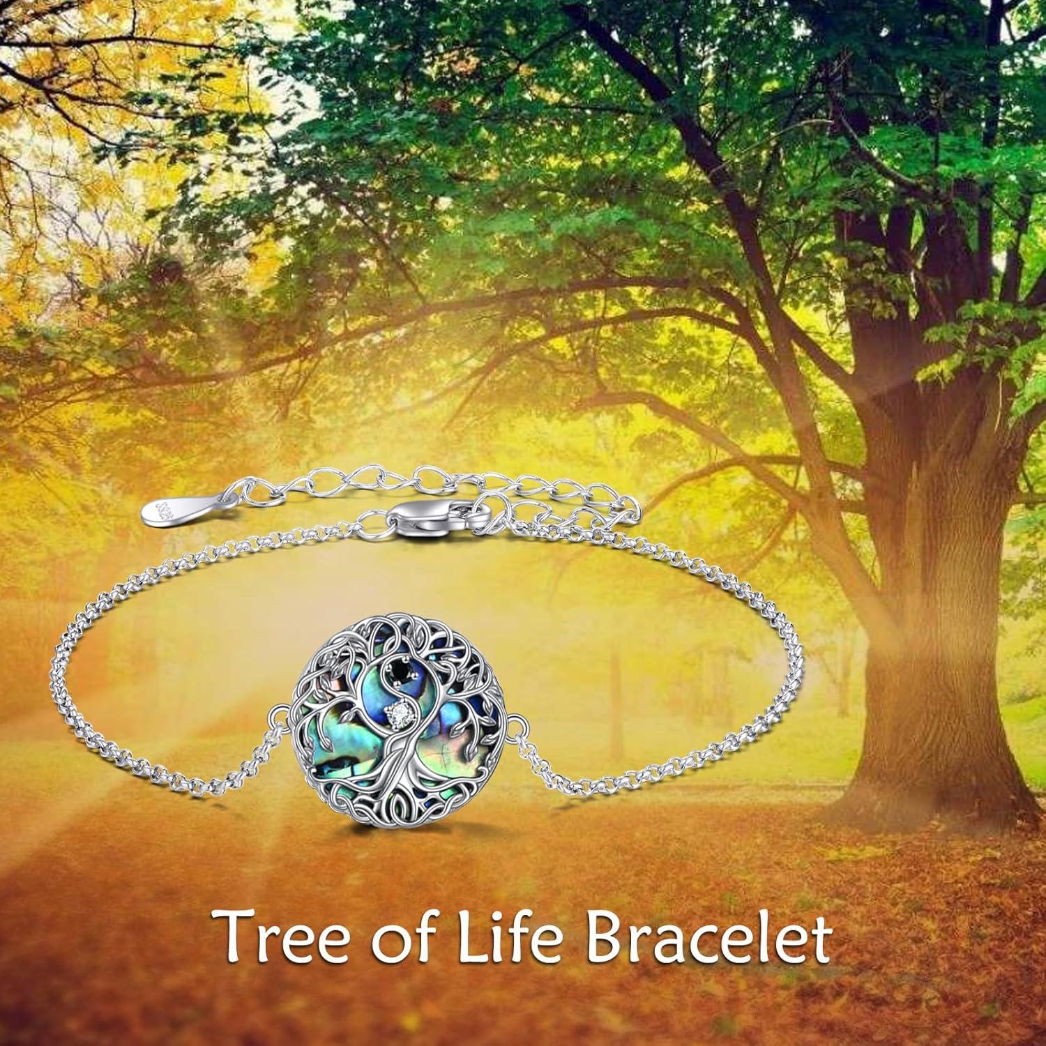 image:imageYFN Tree of Life Bracelet Sterling Silver Abalone Shell Tree of Life Bracelet Jewelry Gifts for WomenYin Yang