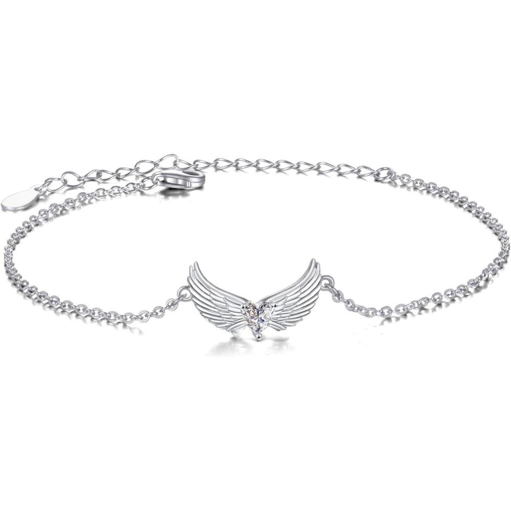 image:imageYFN Angel Wings Bracelet Sterling Silver Guardian Angel Wings Heart Bracelets for Women Jewelry Gifts
