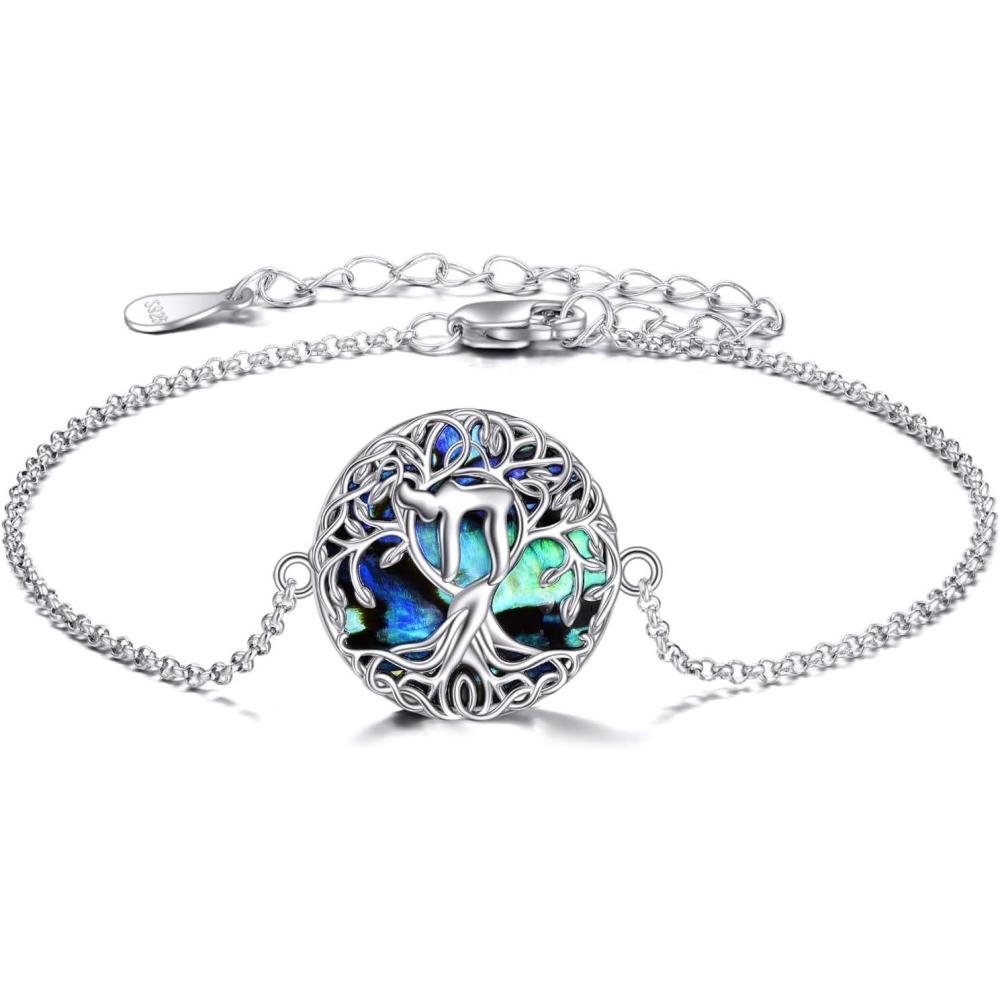 image:imageYFN Tree of Life Bracelet Sterling Silver Abalone Shell Tree of Life Bracelet Jewelry Gifts for WomenChai