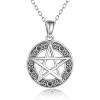 YFN Pentacle Necklace Sterling Silver Pentagram Pentacle Pendant Necklace Wiccan Jewelry for Women Men