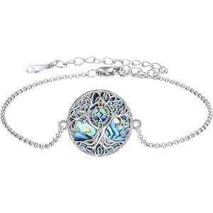 YFN Tree of Life Bracelet Sterling Silver Abalone Shell Tree of Life Bracelet Jewelry Gifts for Women(Witches Knot)