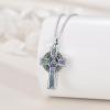 YFN Celtic Cross Urn Necklace Sterling Silver Celtic Knot Ashes Pendant Abalone Shell Cross Cremation Jewelry Gifts for Women Men(Triskele)