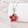 YFN Charm for Bracelet Necklace Hibiscus/Pink Peony Flower Pendant Necklace Sterling Silver Enamel Flower Jewelry Gifts for Women Mother Gifts(Silver A-Hibiscus Flower Charm)