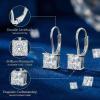 YFN Moissanite Earrings 18K White Gold Plated 925 Sterling Silver D Color VVS1 Clarity Lab-Grown Moissanite Dangle Drop Leverback Earrings Jewelry Valentine Anniversary Birthday Gifts for Women(Princess Cut 2 CT (1 CT Each))