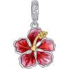 YFN Charm for Bracelet Necklace Hibiscus/Pink Peony Flower Pendant Necklace Sterling Silver Enamel Flower Jewelry Gifts for Women Mother Gifts(Silver A-Hibiscus Flower Charm)