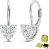 YFN Moissanite Earrings 18K White Gold Plated 925 Sterling Silver D Color VVS1 Clarity Lab-Grown Moissanite Dangle Drop Leverback Earrings Jewelry Valentine Anniversary Birthday Gifts for Women(Heart 3 CT (1.5 CT Each))