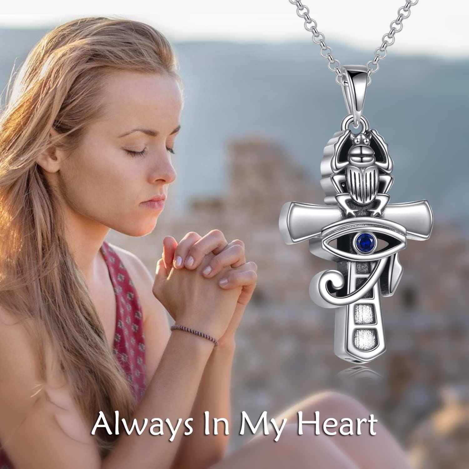 image:imageYFN Ankh Urn Necklace for Ashes 925 Sterling Silver Eye of Horus Ash Pendants Cremation Jewelry Egyptian Keepsake Gifts for Women Men