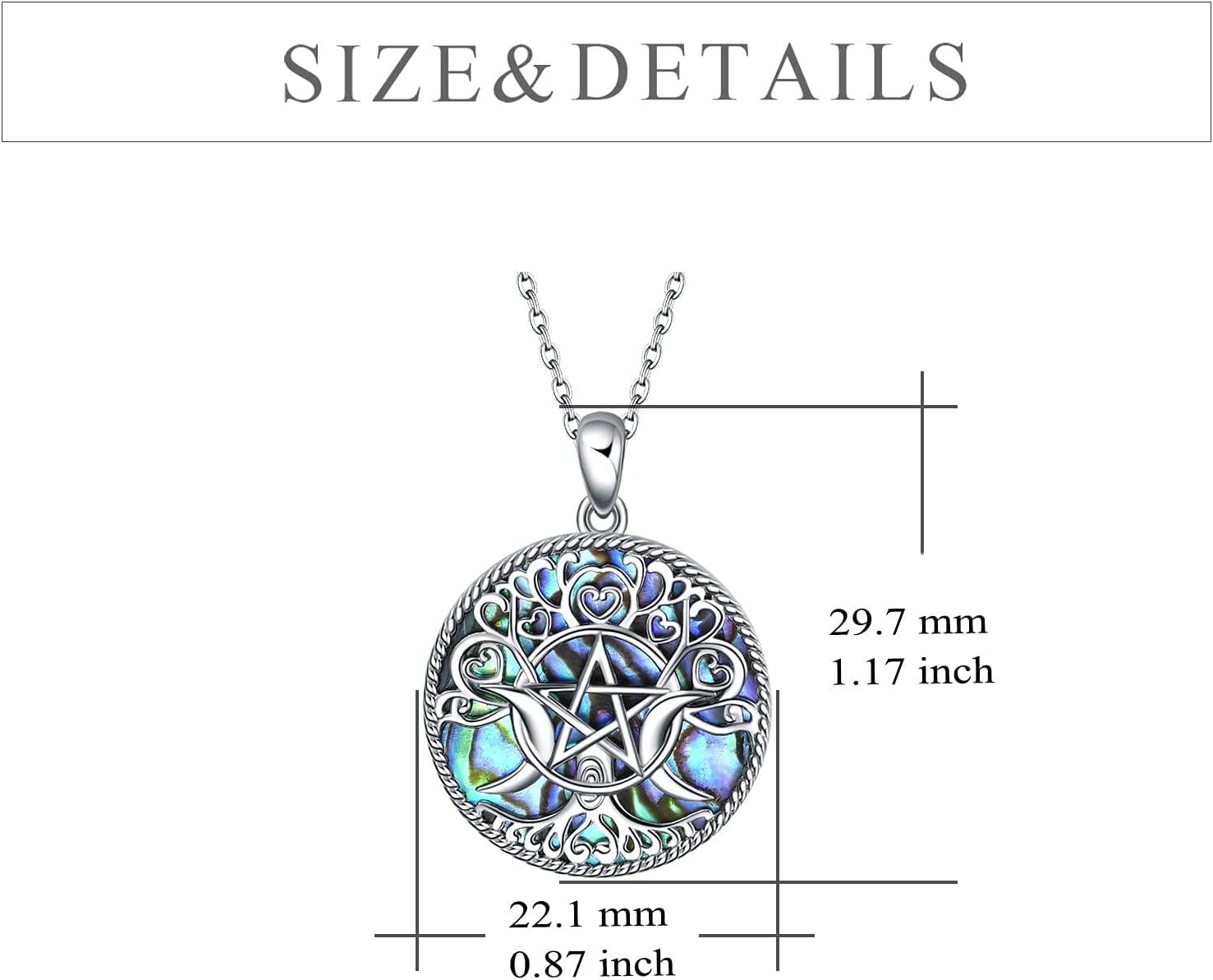 image:imageYFN Triple Moon Goddess Necklace Sterling Silver Pentagram Pentacle Pendant necklace Pagan Wiccan Magic Amulet Tree of Life Jewelry for Women Men