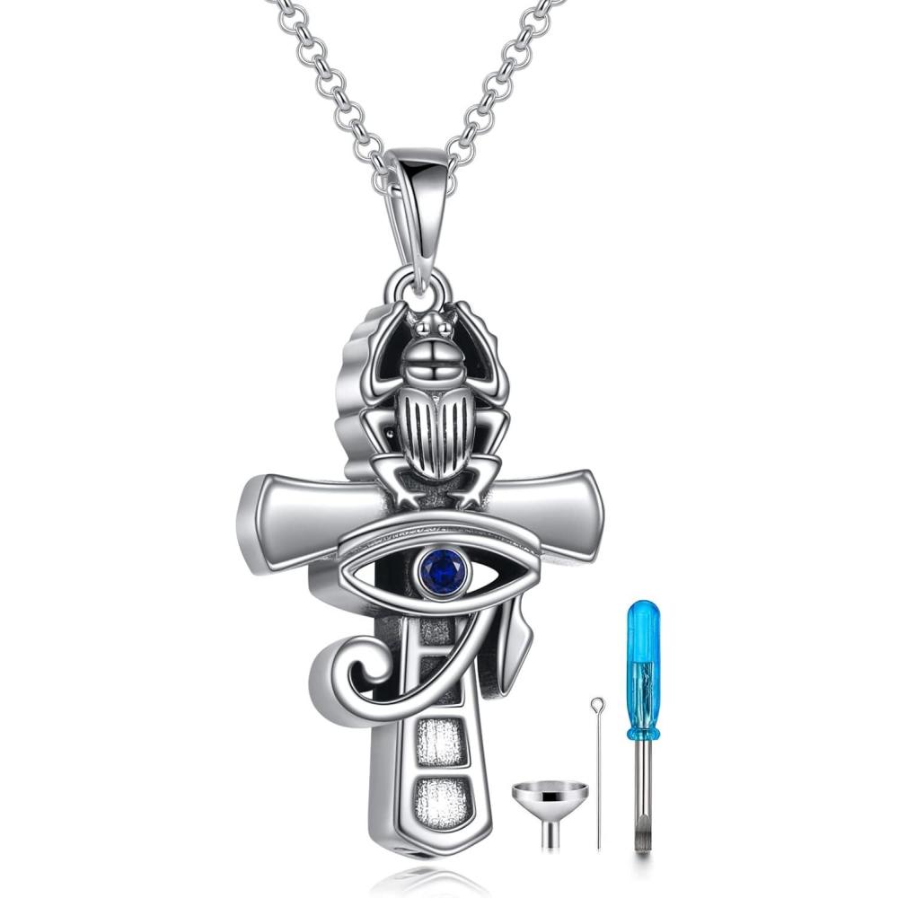 image:imageYFN Ankh Urn Necklace for Ashes 925 Sterling Silver Eye of Horus Ash Pendants Cremation Jewelry Egyptian Keepsake Gifts for Women Men