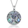 YFN Triple Moon Goddess Necklace Sterling Silver Pentagram Pentacle Pendant necklace Pagan Wiccan Magic Amulet Tree of Life Jewelry for Women Men