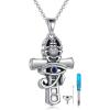 YFN Ankh Urn Necklace for Ashes 925 Sterling Silver Eye of Horus Ash Pendants Cremation Jewelry Egyptian Keepsake Gifts for Women Men