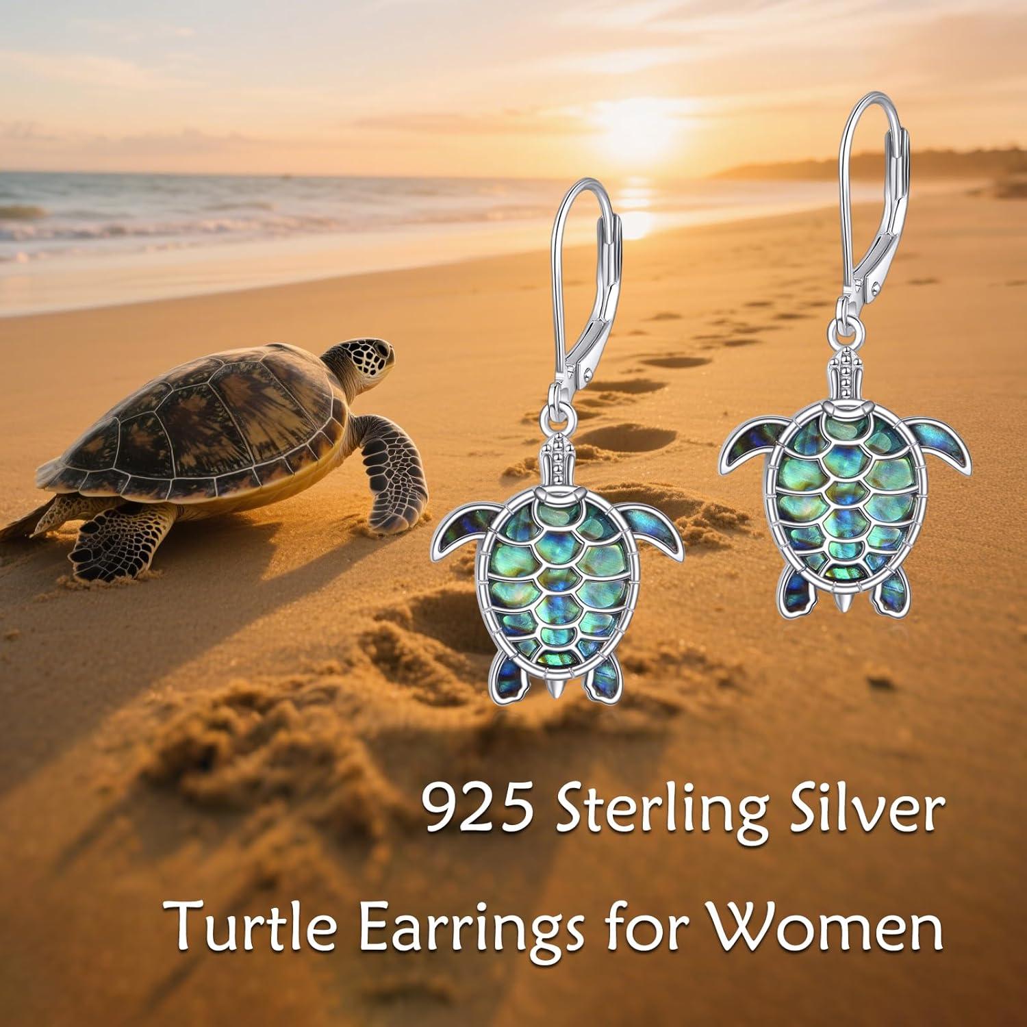 image:imageYFN 925 Sterling Silver Animal Earrings for Women HummingbirdCatHighland CowSea Turtle Dangle Earrings Jewelry for Christmas Valentines Day Mothers Day Birthday Gift Box IncludedTurtle