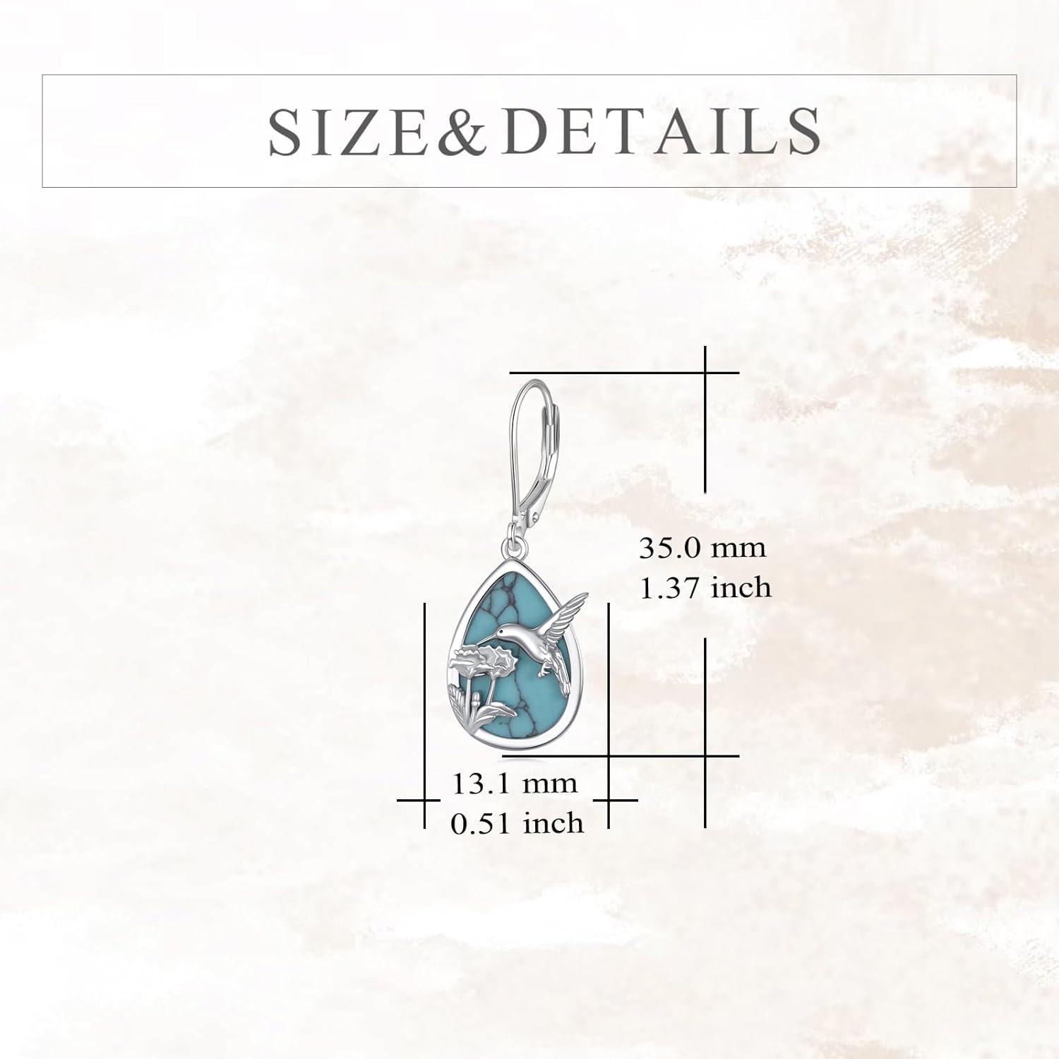 image:imageYFN 925 Sterling Silver Animal Earrings for Women HummingbirdCatHighland CowSea Turtle Dangle Earrings Jewelry for Christmas Valentines Day Mothers Day Birthday Gift Box IncludedHummingbird Turquoise 01