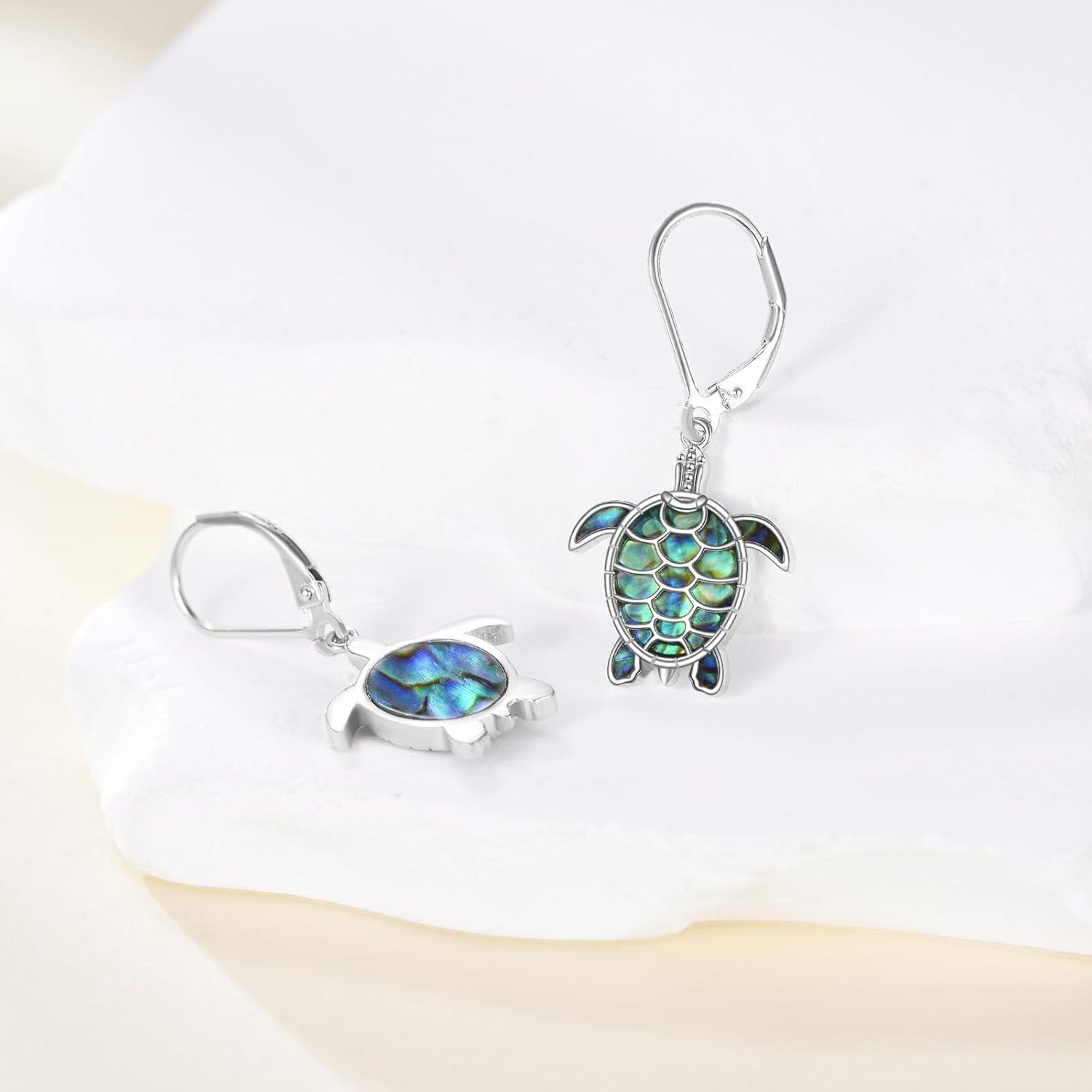 image:imageYFN 925 Sterling Silver Animal Earrings for Women HummingbirdCatHighland CowSea Turtle Dangle Earrings Jewelry for Christmas Valentines Day Mothers Day Birthday Gift Box IncludedTurtle