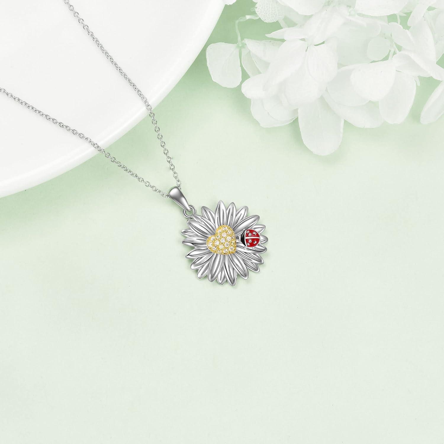 image:imageYFN Daisy Flower NecklaceEarrings Gifts for Women Sterling Silver Daisy Pendant Jewelry for Women
