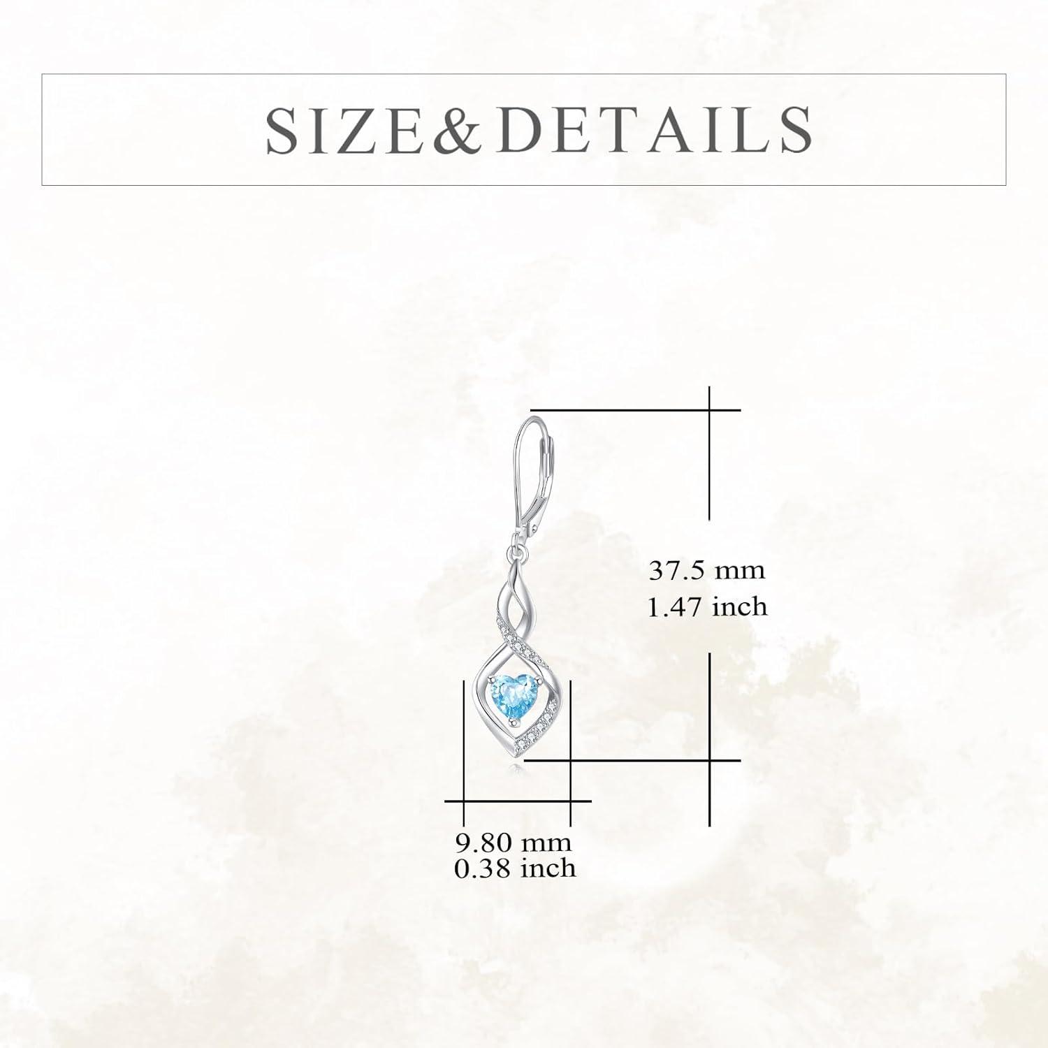 image:imageYFN Dangle Drop Earrings 925 Sterling Silver Dainty Infinity Gemstone Birthstone Jewelry Birthday Gifts for Her WomenBlueMarAquamarine