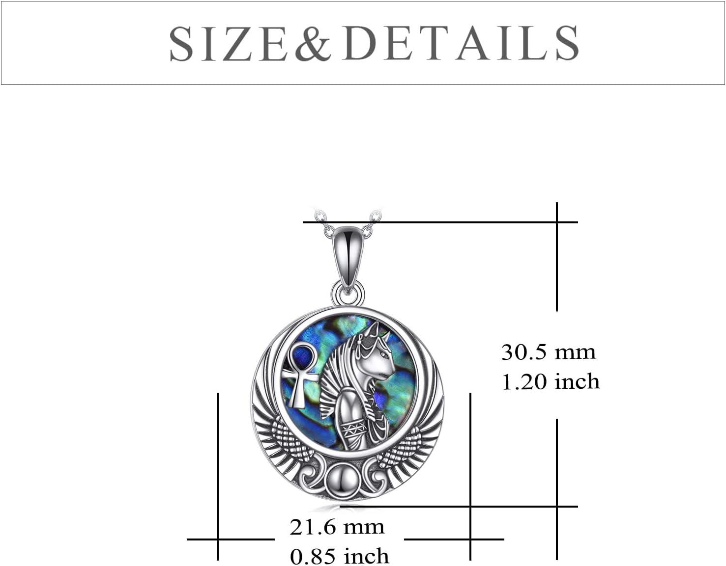 image:imageYFN Egyptian Necklace Sterling Silver Egypt God Pendant Abalone Shell Egypt Jewelry Gifts for Women MenBastet Goddess