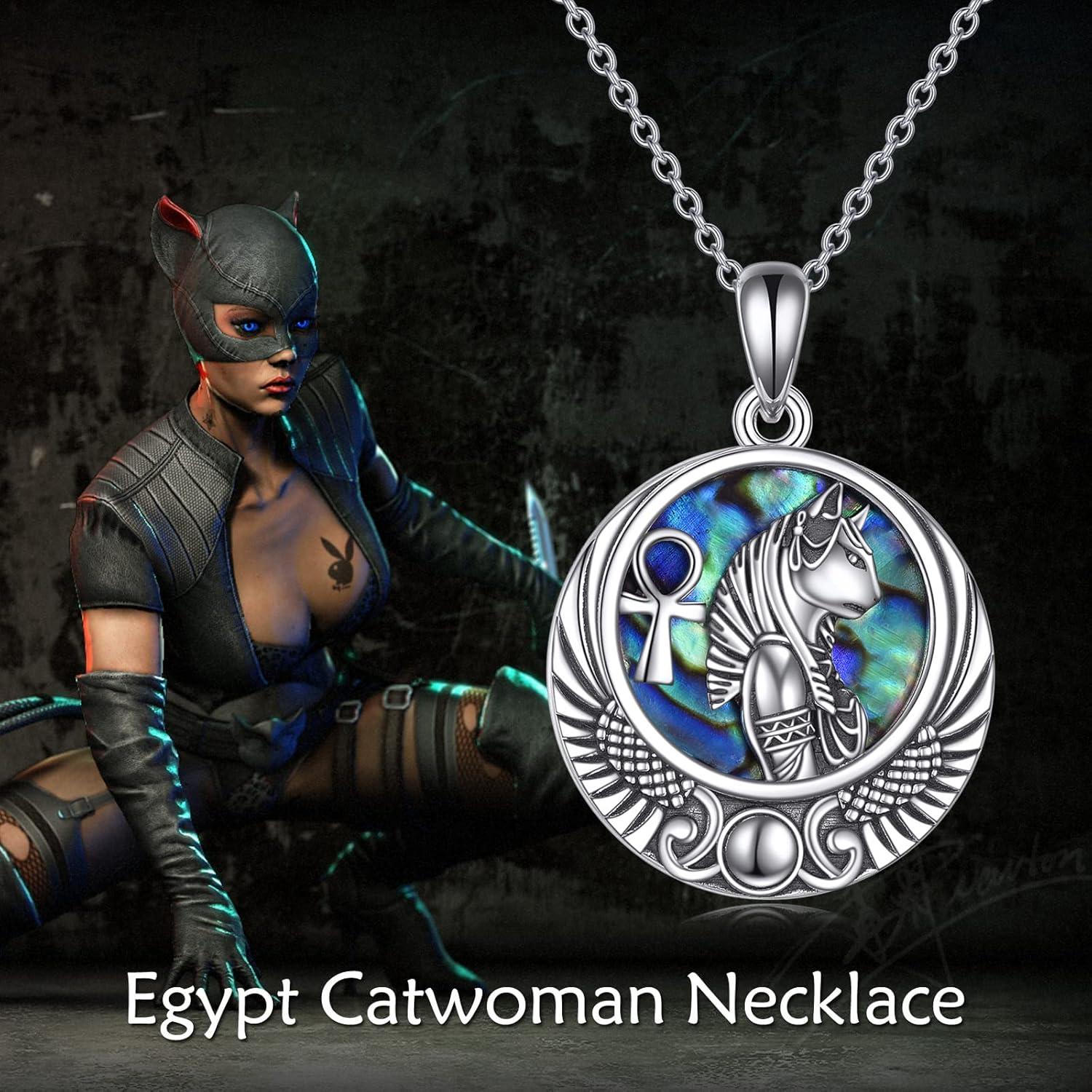image:imageYFN Egyptian Necklace Sterling Silver Egypt God Pendant Abalone Shell Egypt Jewelry Gifts for Women MenBastet Goddess