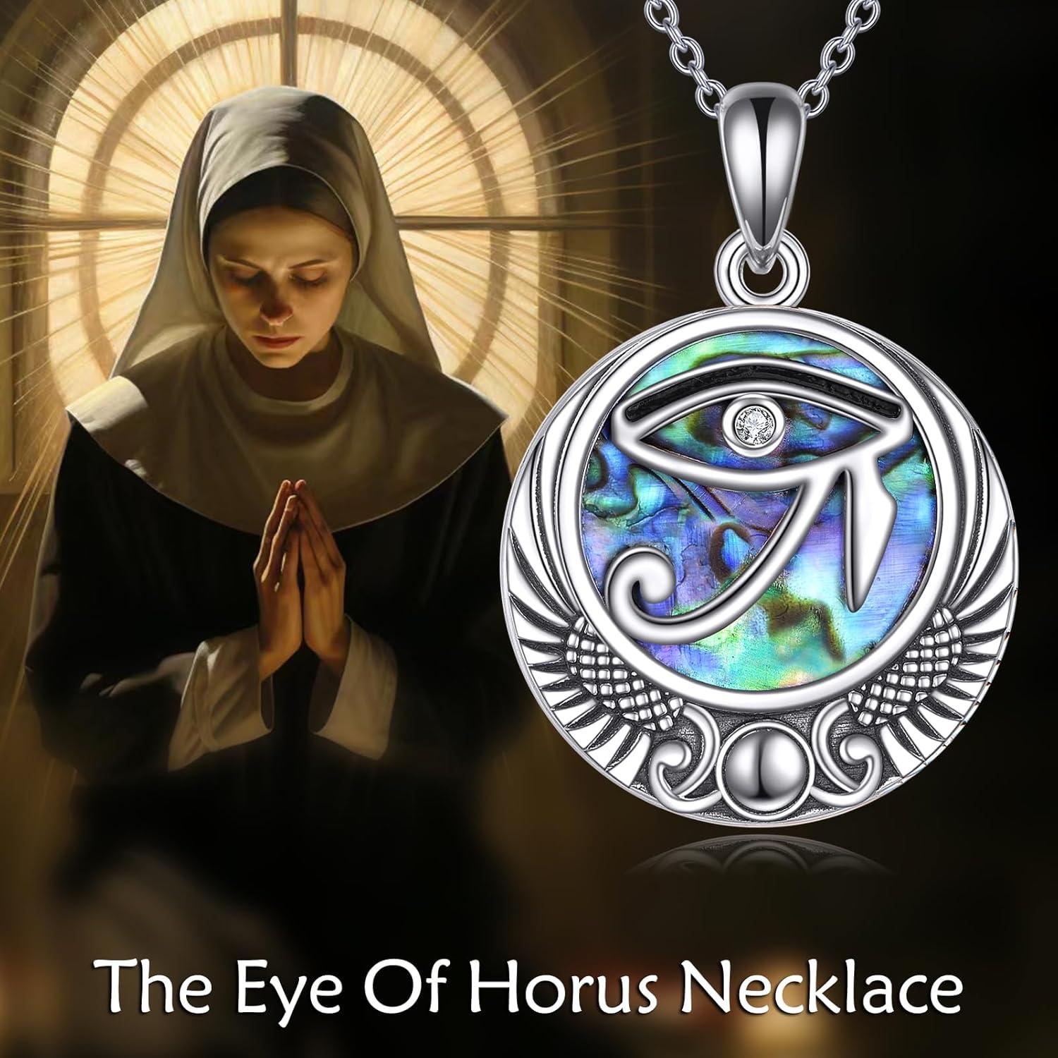image:imageYFN Egyptian Necklace Sterling Silver Egypt God Pendant Abalone Shell Egypt Jewelry Gifts for Women MenEyes of Horus