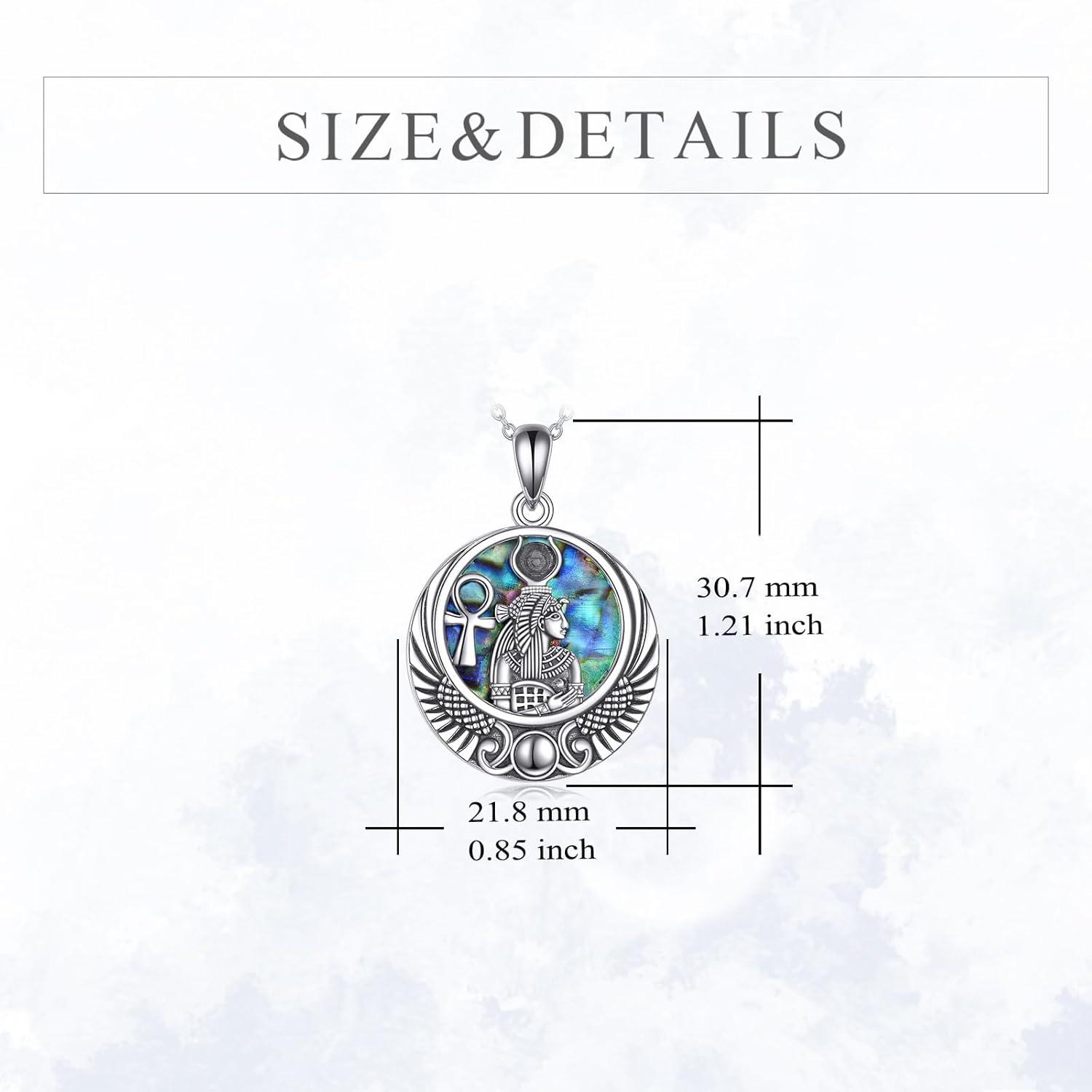 image:imageYFN Egyptian Necklace Sterling Silver Egypt God Pendant Abalone Shell Egypt Jewelry Gifts for Women MenIsis