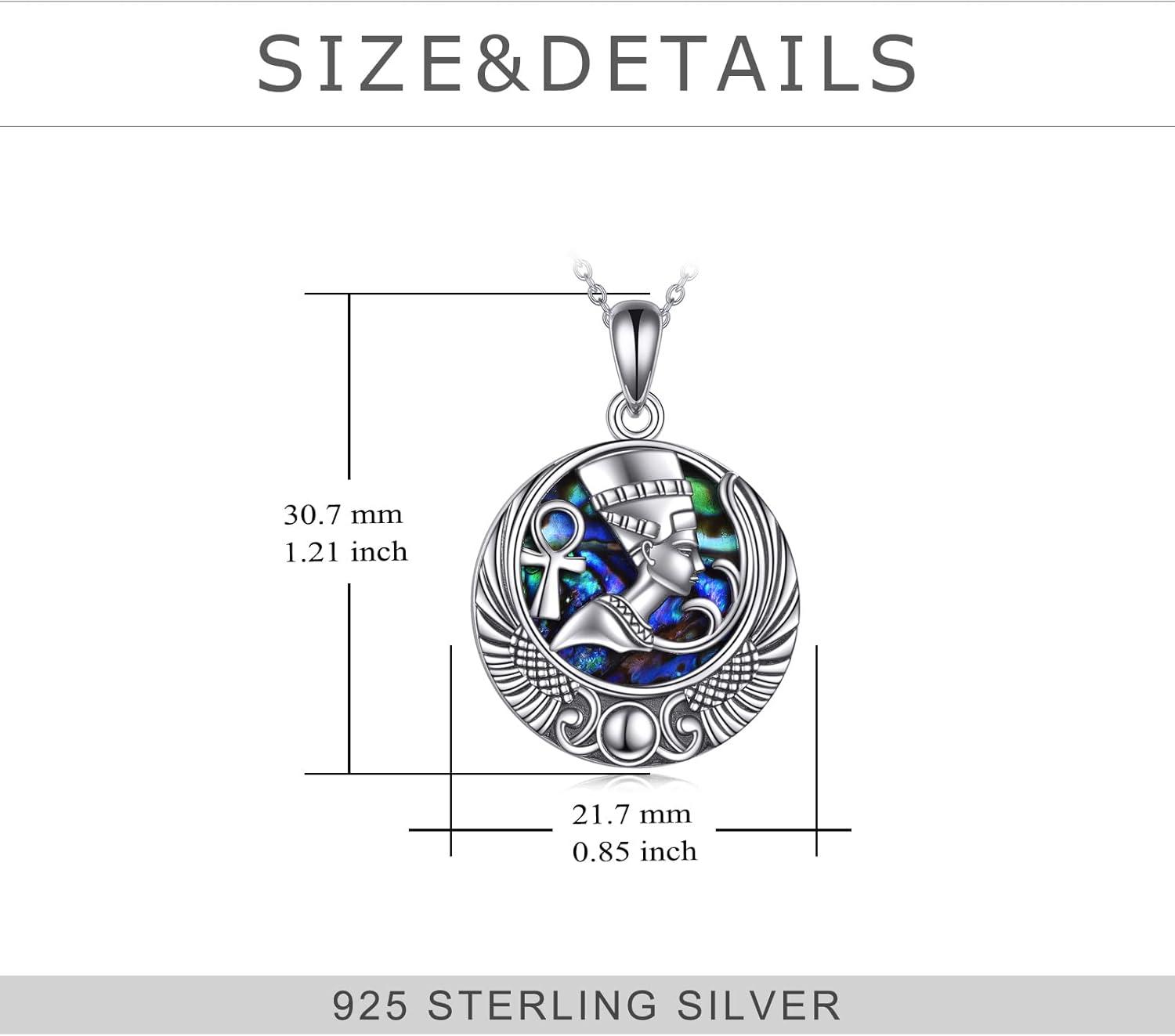 image:imageYFN Egyptian Necklace Sterling Silver Egypt God Pendant Abalone Shell Egypt Jewelry Gifts for Women MenNefertiti
