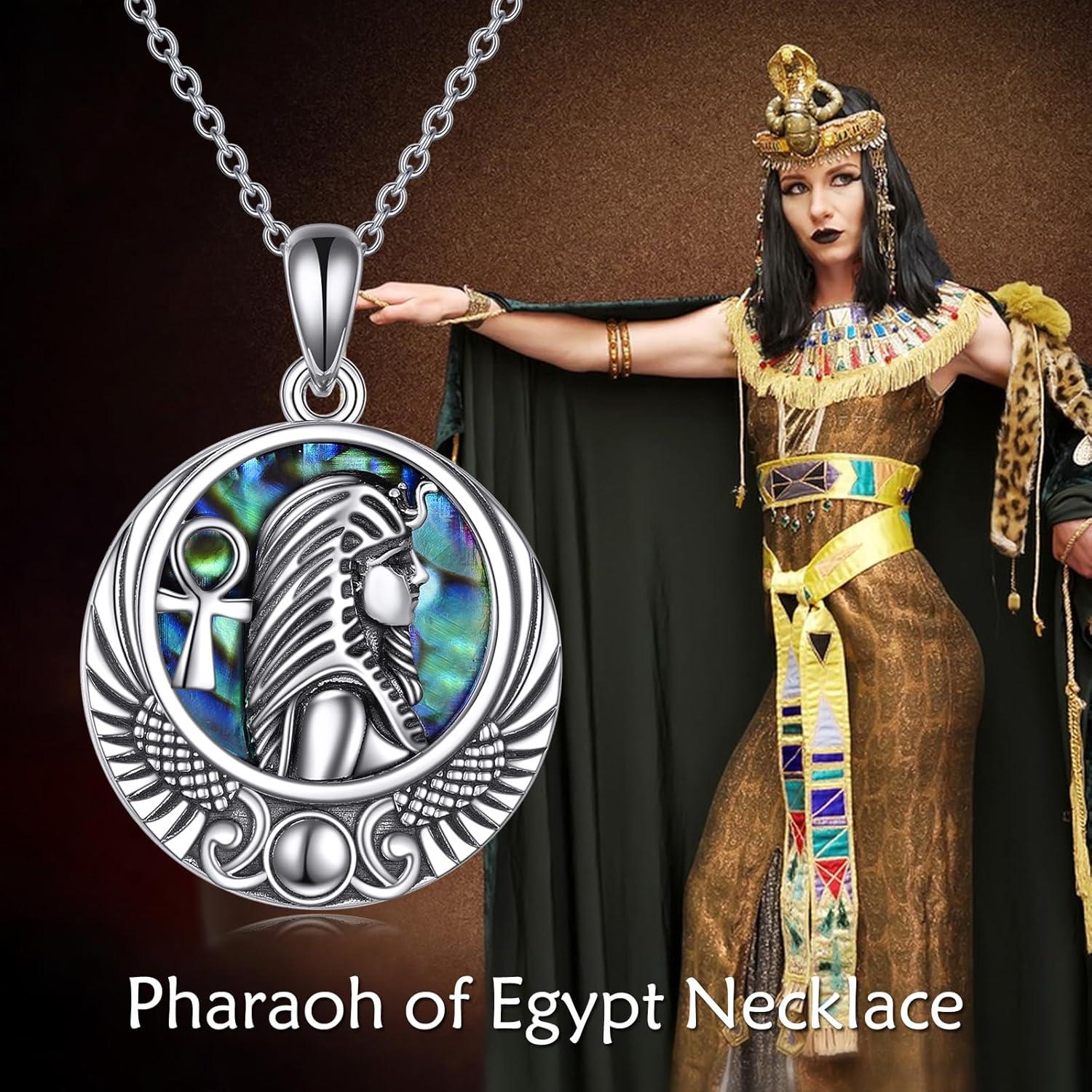 image:imageYFN Egyptian Necklace Sterling Silver Egypt God Pendant Abalone Shell Egypt Jewelry Gifts for Women MenPharaoh