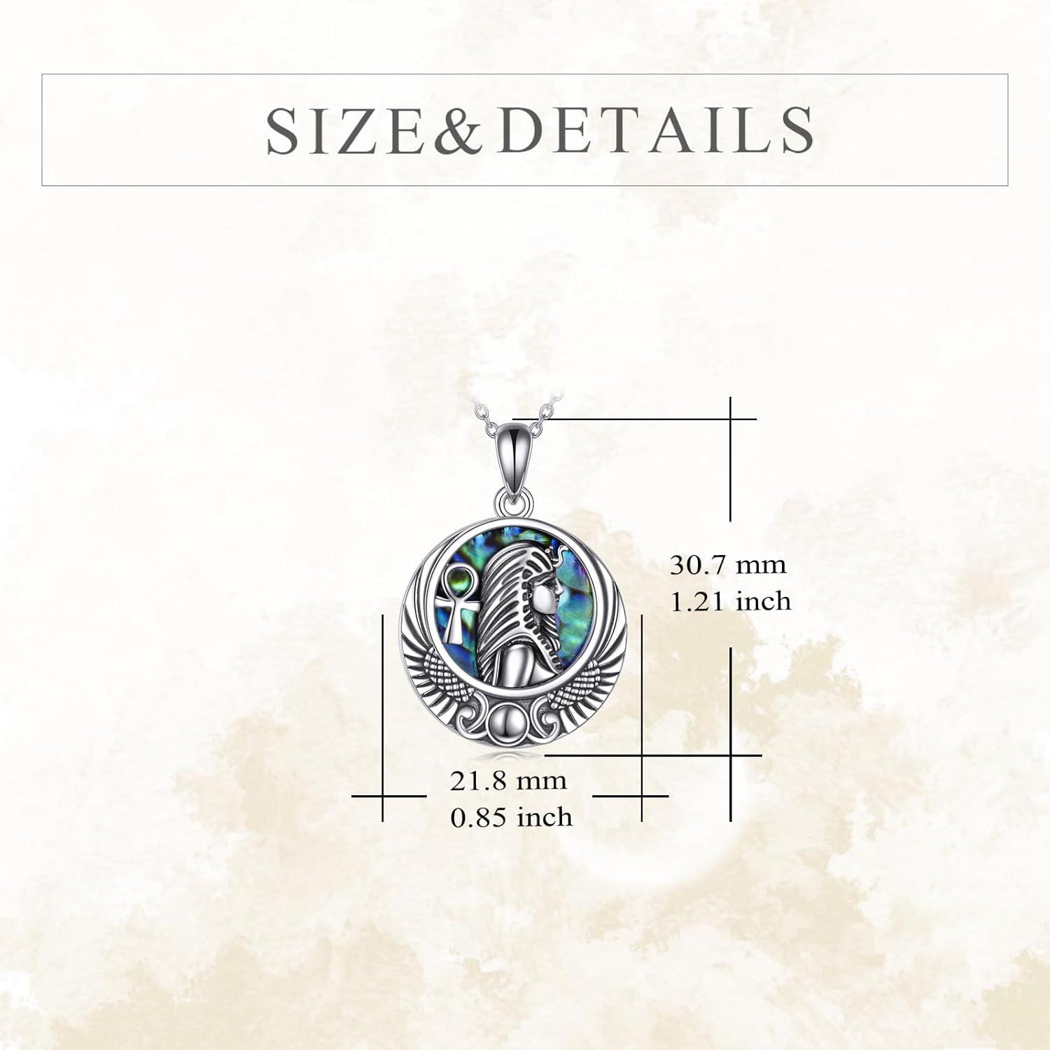 image:imageYFN Egyptian Necklace Sterling Silver Egypt God Pendant Abalone Shell Egypt Jewelry Gifts for Women MenPharaoh
