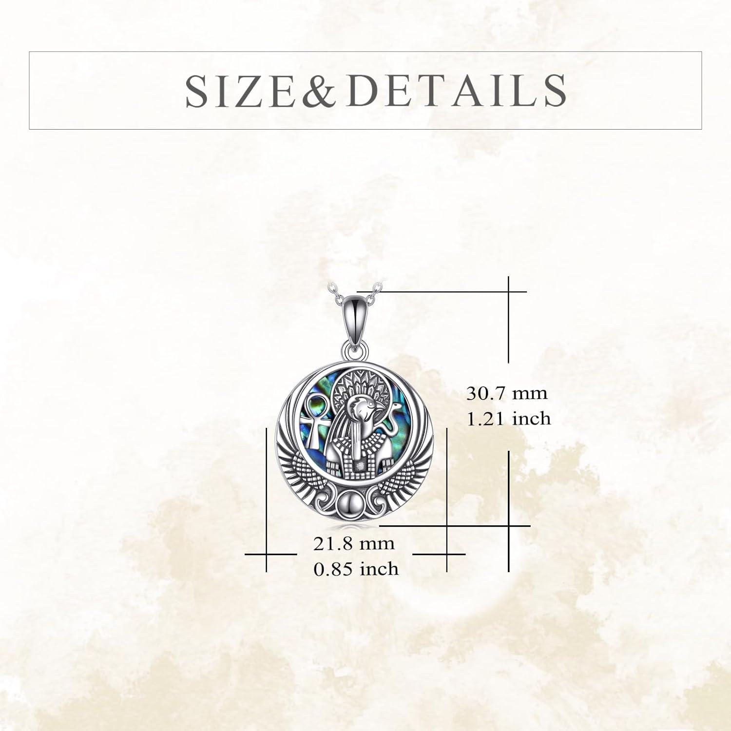 image:imageYFN Egyptian Necklace Sterling Silver Egypt God Pendant Abalone Shell Egypt Jewelry Gifts for Women MenRa