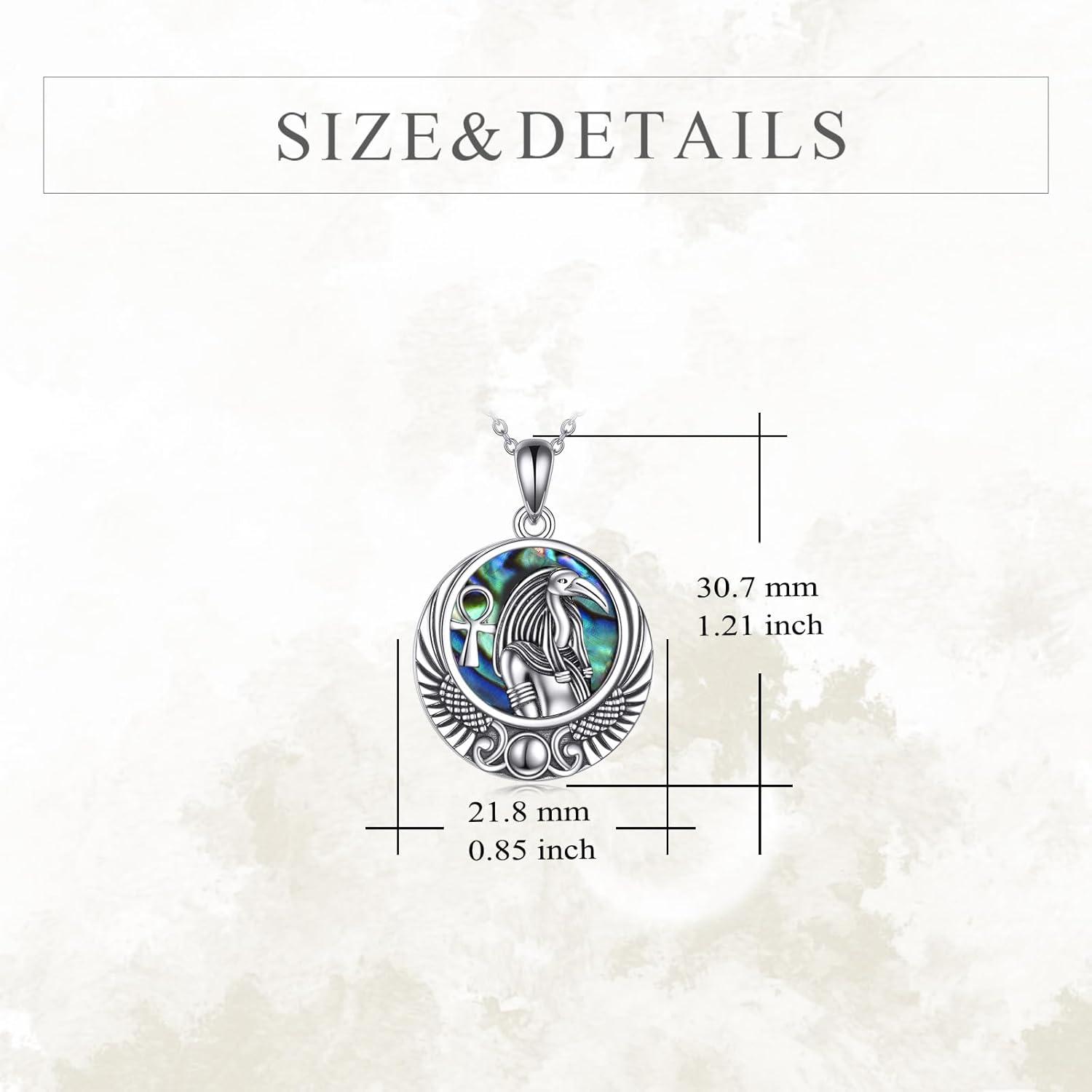 image:imageYFN Egyptian Necklace Sterling Silver Egypt God Pendant Abalone Shell Egypt Jewelry Gifts for Women MenThoth