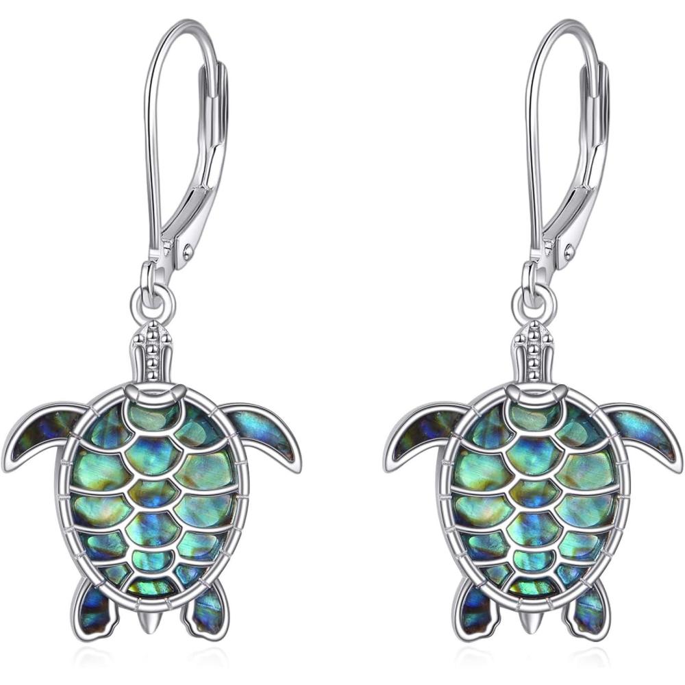 image:imageYFN 925 Sterling Silver Animal Earrings for Women HummingbirdCatHighland CowSea Turtle Dangle Earrings Jewelry for Christmas Valentines Day Mothers Day Birthday Gift Box IncludedTurtle