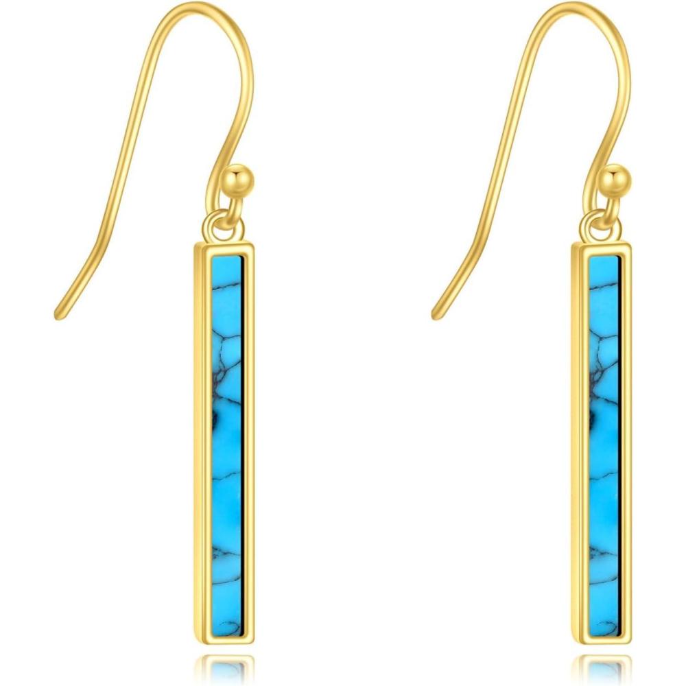 image:imageYFN Bar Turquoise Dangle Earrings 925 Sterling Silver Turquosie Jewelry for Women