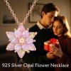 YFN Sterling Silver Opal Lotus Flower Pendant Necklace Women Yoga Necklace for Women(Pink-Opal Lotus Necklace)