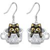 YFN 925 Sterling Silver Animal Earrings for Women Hummingbird/Cat/Highland Cow/Sea Turtle Dangle Earrings Jewelry for Christmas, Valentine’s Day, Mother’s Day, Birthday – Gift Box Included(Cat 2)