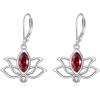 YFN Lotus Flower Earrings Sterling Silver Birthstone Lotus Leverback Dangle Drop Earrings Jewelry Gifts for Women(A. Jan)