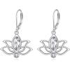 YFN Lotus Flower Earrings Sterling Silver Birthstone Lotus Leverback Dangle Drop Earrings Jewelry Gifts for Women(D. Apr)