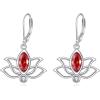 YFN Lotus Flower Earrings Sterling Silver Birthstone Lotus Leverback Dangle Drop Earrings Jewelry Gifts for Women(G. Jul)
