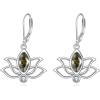 YFN Lotus Flower Earrings Sterling Silver Birthstone Lotus Leverback Dangle Drop Earrings Jewelry Gifts for Women(H. Aug)