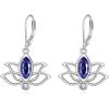 YFN Lotus Flower Earrings Sterling Silver Birthstone Lotus Leverback Dangle Drop Earrings Jewelry Gifts for Women(I. Sep)