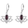 YFN Lotus Flower Earrings Sterling Silver Birthstone Lotus Leverback Dangle Drop Earrings Jewelry Gifts for Women(J. Oct)