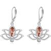 YFN Lotus Flower Earrings Sterling Silver Birthstone Lotus Leverback Dangle Drop Earrings Jewelry Gifts for Women(K. Nov)