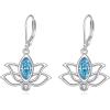 YFN Lotus Flower Earrings Sterling Silver Birthstone Lotus Leverback Dangle Drop Earrings Jewelry Gifts for Women(L. Dec)