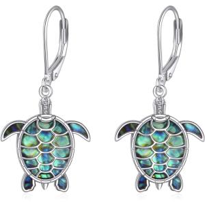 YFN 925 Sterling Silver Animal Earrings for Women Hummingbird/Cat/Highland Cow/Sea Turtle Dangle Earrings Jewelry for Christmas, Valentine’s Day, Mother’s Day, Birthday – Gift Box Included(Turtle)