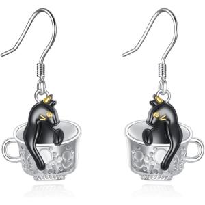 YFN 925 Sterling Silver Animal Earrings for Women Hummingbird/Cat/Highland Cow/Sea Turtle Dangle Earrings Jewelry for Christmas, Valentine’s Day, Mother’s Day, Birthday – Gift Box Included(Cat 1)