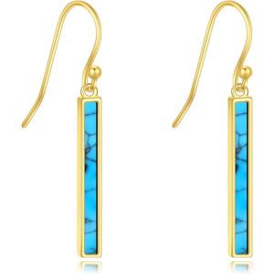 YFN Bar Turquoise Dangle Earrings, 925 Sterling Silver Turquosie Jewelry for Women