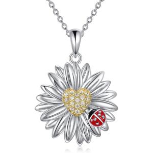 YFN Daisy Flower Necklace/Earrings Gifts for Women Sterling Silver Daisy Pendant Jewelry for Women