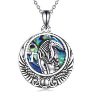 YFN Egyptian Necklace Sterling Silver Egypt God Pendant Abalone Shell Egypt Jewelry Gifts for Women Men(Thoth)