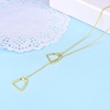 YFN Sterling Silver Double Horse Strirrup Lariat Necklace Gift For Women(Golden)