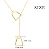 YFN Sterling Silver Double Horse Strirrup Lariat Necklace Gift For Women(Golden)