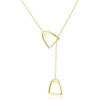 YFN Sterling Silver Double Horse Strirrup Lariat Necklace Gift For Women(Golden)